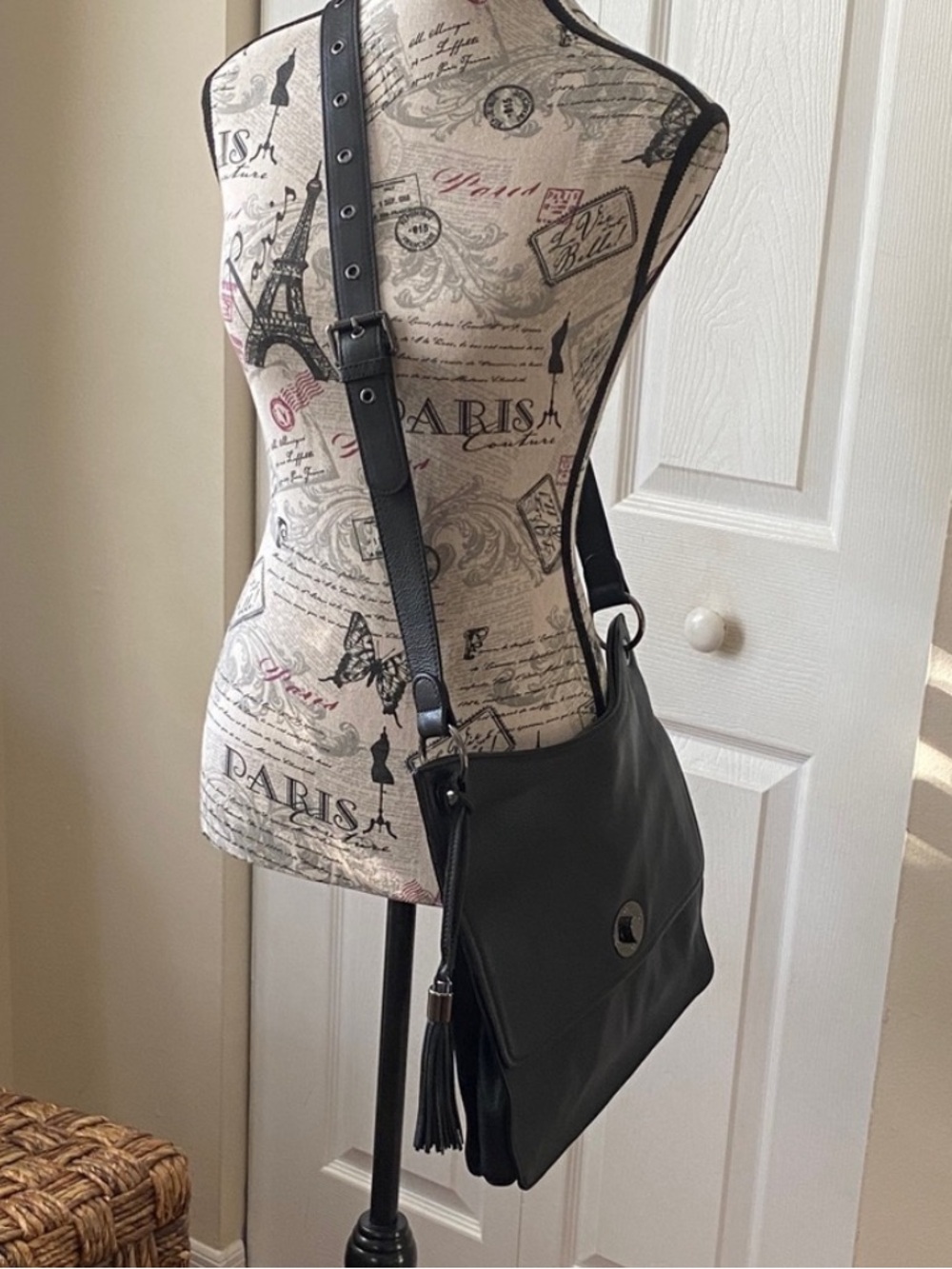 RACHEL Rachel Roy Black Leather-Look Crossbody with Tassel - Picture 6 of 11